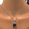 Collares con Dije 04.239.0013.2.16 Rodio Laminado, Diseño de Flor, con Swarovski Elements Amethyst y Micro Pave Blanca, Pulido, Rodinado (Grosor 01 MM, 16 Pulgadas de Largo)