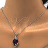Collares con Dije 04.239.0013.2.16 Rodio Laminado, Diseño de Flor, con Swarovski Elements Amethyst y Micro Pave Blanca, Pulido, Rodinado (Grosor 01 MM, 16 Pulgadas de Largo)