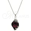 Collares con Dije 04.239.0013.2.16 Rodio Laminado, Diseño de Flor, con Swarovski Elements Amethyst y Micro Pave Blanca, Pulido, Rodinado (Grosor 01 MM, 16 Pulgadas de Largo)