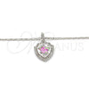 Collares con Dije 04.63.1325.5.18 Rodio Laminado, Diseño de Estrella, con Rosado Opal and Blanca Micro Pave, Pulido, Rodinado (01 MM Thickness, 18 Inches Length)