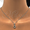 Juego de Arete y Dije de Adulto 10.275.0018 Plata Rodinada, Diseño de Flor, con Zirconia Cubica Blanca, Pulido, Rodinado