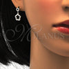 Juego de Arete y Dije de Adulto 10.275.0018 Plata Rodinada, Diseño de Flor, con Zirconia Cubica Blanca, Pulido, Rodinado