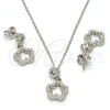 Juego de Arete y Dije de Adulto 10.275.0018 Plata Rodinada, Diseño de Flor, con Zirconia Cubica Blanca, Pulido, Rodinado