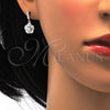 Juego de Arete y Dije de Adulto 10.275.0020 Plata Rodinada, Diseño de Flor, con Micro Pave Blanca y Zirconia Cubica Blanca, Pulido, Rodinado
