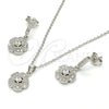 Juego de Arete y Dije de Adulto 10.275.0020 Plata Rodinada, Diseño de Flor, con Micro Pave Blanca y Zirconia Cubica Blanca, Pulido, Rodinado