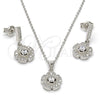 Juego de Arete y Dije de Adulto 10.275.0020 Plata Rodinada, Diseño de Flor, con Micro Pave Blanca y Zirconia Cubica Blanca, Pulido, Rodinado