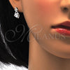Juego de Arete y Dije de Adulto 10.281.0002 Plata Rodinada, con Zirconia Cubica Blanca, Pulido, Rodinado