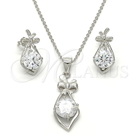 Juego de Arete y Dije de Adulto 10.281.0002 Plata Rodinada, con Blanca Zirconia Cubica, Pulido, Rodinado