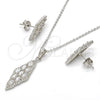 Juego de Arete y Dije de Adulto 10.281.0008 Plata Rodinada, con Zirconia Cubica Blanca y Cristal Blanca, Pulido, Rodinado