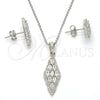 Juego de Arete y Dije de Adulto 10.281.0008 Plata Rodinada, con Zirconia Cubica Blanca y Cristal Blanca, Pulido, Rodinado