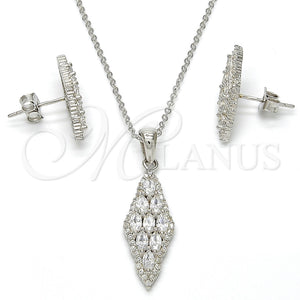 Juego de Arete y Dije de Adulto 10.281.0008 Plata Rodinada, con Zirconia Cubica Blanca y Cristal Blanca, Pulido, Rodinado