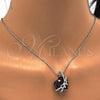 Collares con Dije 04.239.0001.1.16 Rodio Laminado, Diseño de Corazón y Arco, con Swarovski Elements Amethyst y Micro Pave Blanca, Pulido, Rodinado (Grosor 01 MM, 16 Pulgadas de Largo)