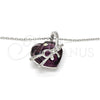 Collares con Dije 04.239.0001.1.16 Rodio Laminado, Diseño de Corazón y Arco, con Swarovski Elements Amethyst y Micro Pave Blanca, Pulido, Rodinado (Grosor 01 MM, 16 Pulgadas de Largo)