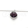 Collares con Dije 04.239.0015.1.16 Rodio Laminado, Diseño de Corazón y Llave, con Swarovski Elements Amethyst y Micro Pave Blanca, Pulido, Rodinado (Grosor 01 MM, 16 Pulgadas de Largo)