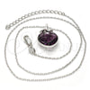 Collares con Dije 04.239.0015.1.16 Rodio Laminado, Diseño de Corazón y Llave, con Swarovski Elements Amethyst y Micro Pave Blanca, Pulido, Rodinado (Grosor 01 MM, 16 Pulgadas de Largo)