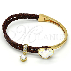 Aro Individual 07.239.0008.2 Oro Laminado, Diseño de Corazón, con Aurore Boreale Swarovski Elements and Blanca Micro Pave, Pulido, Tono Dorado (03 MM Thickness, One size fits all)