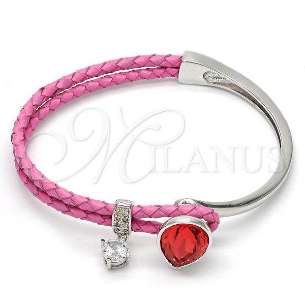 Aro Individual 07.239.0002.9 Rodio Laminado, Diseño de Gota, con Swarovski Elements Padparadscha y Micro Pave Blanca, Pulido, Rodinado (Grosor 03 MM, Talla Unica)