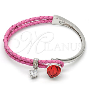 Aro Individual 07.239.0002.9 Rodio Laminado, Diseño de Gota, con Swarovski Elements Padparadscha y Micro Pave Blanca, Pulido, Rodinado (Grosor 03 MM, Talla Unica)