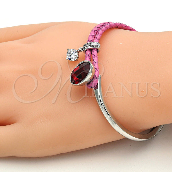 Aro Individual 07.239.0004.6 Rodio Laminado, con Swarovski Elements Siam y Micro Pave Blanca, Pulido, Rodinado (Grosor 03 MM, Talla Unica)