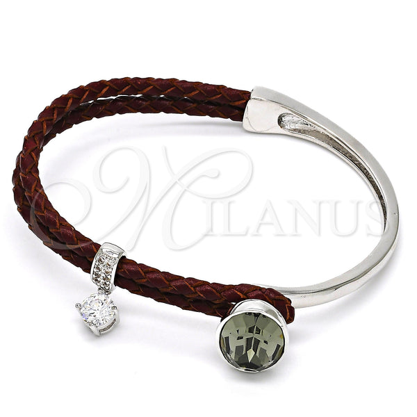 Aro Individual 07.239.0004.7 Rodio Laminado, con Swarovski Elements Black Diamond y Micro Pave Blanca, Pulido, Rodinado (Grosor 03 MM, Talla Unica)