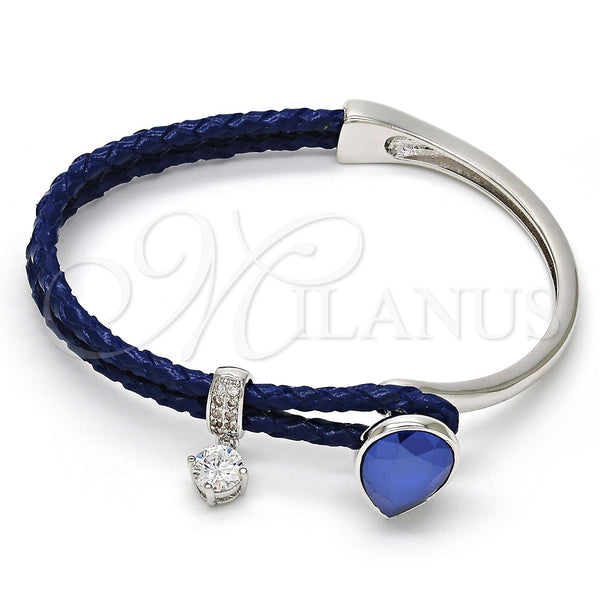 Aro Individual 07.239.0002.10 Rodio Laminado, Diseño de Gota, con Swarovski Elements Blue Zircon y Micro Pave Blanca, Pulido, Rodinado (Grosor 03 MM, Talla Unica)