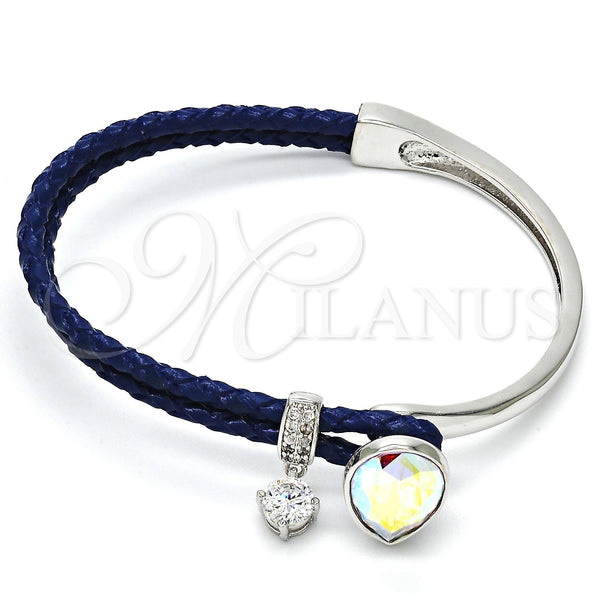 Aro Individual 07.239.0002.11 Rodio Laminado, Diseño de Gota, con Swarovski Elements Aurore Boreale y Micro Pave Blanca, Pulido, Rodinado (Grosor 03 MM, Talla Unica)