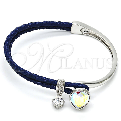 Aro Individual 07.239.0002.11 Rodio Laminado, Diseño de Gota, con Swarovski Elements Aurore Boreale y Micro Pave Blanca, Pulido, Rodinado (Grosor 03 MM, Talla Unica)