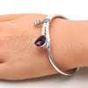 Aro Individual 07.239.0002.12 Rodio Laminado, Diseño de Gota, con Swarovski Elements Amethyst y Micro Pave Blanca, Pulido, Rodinado (Grosor 03 MM, Talla Unica)