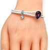 Aro Individual 07.239.0002.12 Rodio Laminado, Diseño de Gota, con Swarovski Elements Amethyst y Micro Pave Blanca, Pulido, Rodinado (Grosor 03 MM, Talla Unica)