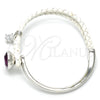 Aro Individual 07.239.0002.12 Rodio Laminado, Diseño de Gota, con Swarovski Elements Amethyst y Micro Pave Blanca, Pulido, Rodinado (Grosor 03 MM, Talla Unica)
