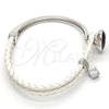 Aro Individual 07.239.0002.12 Rodio Laminado, Diseño de Gota, con Swarovski Elements Amethyst y Micro Pave Blanca, Pulido, Rodinado (Grosor 03 MM, Talla Unica)