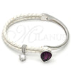 Aro Individual 07.239.0002.12 Rodio Laminado, Diseño de Gota, con Swarovski Elements Amethyst y Micro Pave Blanca, Pulido, Rodinado (Grosor 03 MM, Talla Unica)