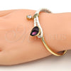 Aro Individual 07.239.0002.13 Oro Laminado, Diseño de Gota, con Amethyst Swarovski Elements and Blanca Micro Pave, Pulido, Tono Dorado (03 MM Thickness, One size fits all)