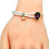 Aro Individual 07.239.0002.13 Oro Laminado, Diseño de Gota, con Amethyst Swarovski Elements and Blanca Micro Pave, Pulido, Tono Dorado (03 MM Thickness, One size fits all)