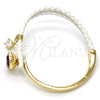 Aro Individual 07.239.0002.13 Oro Laminado, Diseño de Gota, con Amethyst Swarovski Elements and Blanca Micro Pave, Pulido, Tono Dorado (03 MM Thickness, One size fits all)
