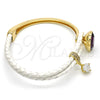 Aro Individual 07.239.0002.13 Oro Laminado, Diseño de Gota, con Swarovski Elements Amethyst y Micro Pave Blanca, Pulido, Tono Dorado (Grosor 03 MM, Talla Unica)
