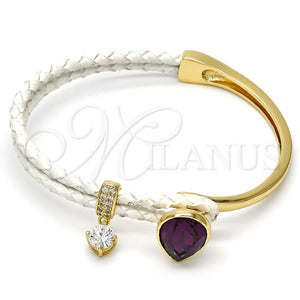 Aro Individual 07.239.0002.13 Oro Laminado, Diseño de Gota, con Amethyst Swarovski Elements and Blanca Micro Pave, Pulido, Tono Dorado (03 MM Thickness, One size fits all)