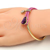 Aro Individual 07.239.0008.3 Oro Laminado, Diseño de Corazón, con Fuchsia Swarovski Elements and Blanca Micro Pave, Pulido, Tono Dorado (03 MM Thickness, One size fits all)
