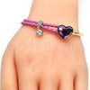 Aro Individual 07.239.0008.3 Oro Laminado, Diseño de Corazón, con Fuchsia Swarovski Elements and Blanca Micro Pave, Pulido, Tono Dorado (03 MM Thickness, One size fits all)