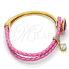 Aro Individual 07.239.0008.3 Oro Laminado, Diseño de Corazón, con Fuchsia Swarovski Elements and Blanca Micro Pave, Pulido, Tono Dorado (03 MM Thickness, One size fits all)