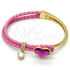 Aro Individual 07.239.0008.3 Oro Laminado, Diseño de Corazón, con Fuchsia Swarovski Elements and Blanca Micro Pave, Pulido, Tono Dorado (03 MM Thickness, One size fits all)