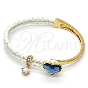 Aro Individual 07.239.0008.4 Oro Laminado, Diseño de Corazón, con Denin Blue Swarovski Elements and Blanca Micro Pave, Pulido, Tono Dorado (03 MM Thickness, One size fits all)