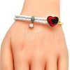 Aro Individual 07.239.0008.6 Oro Laminado, Diseño de Corazón, con Light Siam Swarovski Elements and Blanca Micro Pave, Pulido, Tono Dorado (03 MM Thickness, One size fits all)