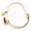 Aro Individual 07.239.0008.6 Oro Laminado, Diseño de Corazón, con Light Siam Swarovski Elements and Blanca Micro Pave, Pulido, Tono Dorado (03 MM Thickness, One size fits all)