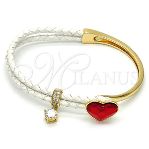 Aro Individual 07.239.0008.6 Oro Laminado, Diseño de Corazón, con Light Siam Swarovski Elements and Blanca Micro Pave, Pulido, Tono Dorado (03 MM Thickness, One size fits all)