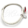 Aro Individual 07.239.0008.7 Oro Laminado Blanco, Diseño de Corazón, con Swarovski Elements Light Siam y Micro Pave Blanca, Pulido, Rodinado (Grosor 03 MM, Talla Unica)