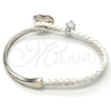 Aro Individual 07.239.0008.7 Oro Laminado Blanco, Diseño de Corazón, con Swarovski Elements Light Siam y Micro Pave Blanca, Pulido, Rodinado (Grosor 03 MM, Talla Unica)