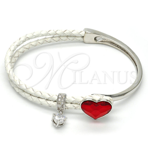 Aro Individual 07.239.0008.7 Rodio Laminado, Diseño de Corazón, con Light Siam Swarovski Elements and Blanca Micro Pave, Pulido, Rodinado (03 MM Thickness, One size fits all)