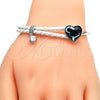 Aro Individual 07.239.0008.8 Rodio Laminado, Diseño de Corazón, con Swarovski Elements Denin Blue y Micro Pave Blanca, Pulido, Rodinado (Grosor 03 MM, Talla Unica)