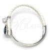 Aro Individual 07.239.0008.8 Rodio Laminado, Diseño de Corazón, con Swarovski Elements Denin Blue y Micro Pave Blanca, Pulido, Rodinado (Grosor 03 MM, Talla Unica)